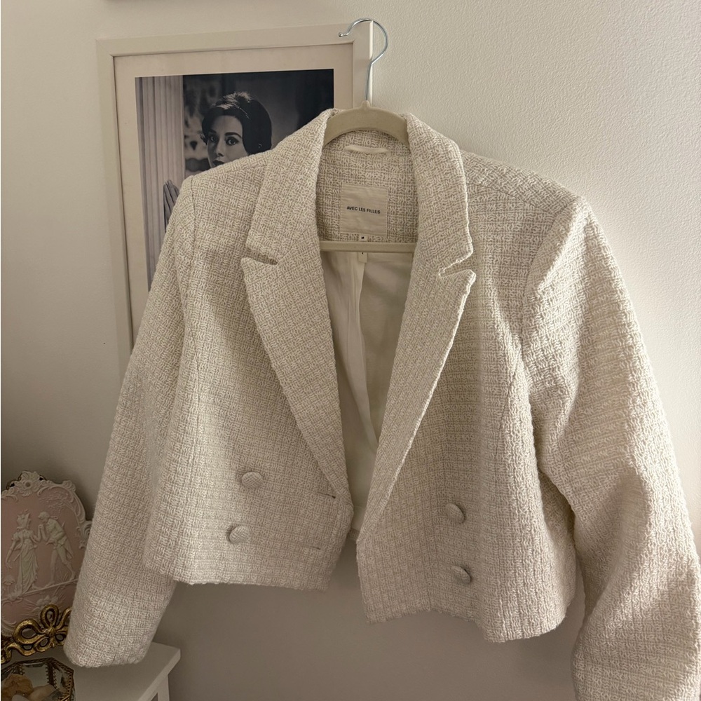 Avec Les Filles Cream Double-Breasted Women's Jacket